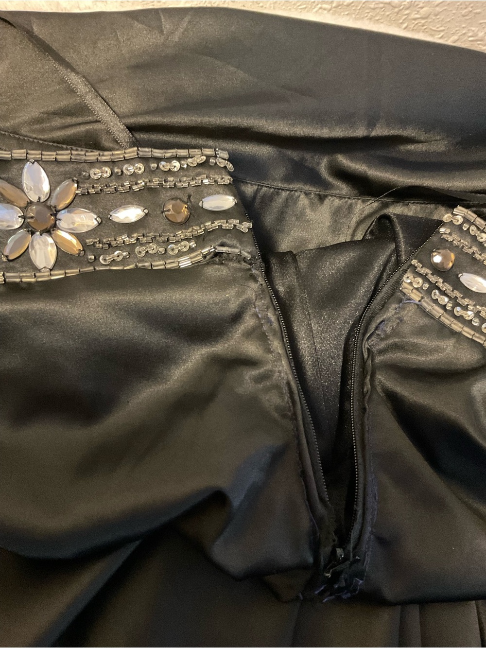 Lenovia gown formal dress black satin cut outs - Picture 16 of 16